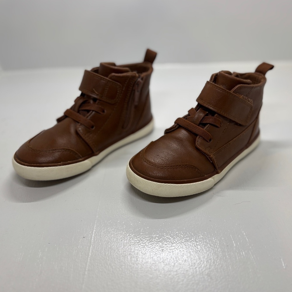 Wonder Nation Toddler Boys Brown High Top Sneakers Shoes Size 10 Casual Hook Loo - Picture 2 of 7